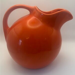 Homer Laughlin Harlequin Tilt Ball Jug Pitcher Orange Red Atomic Fiesta Vintage